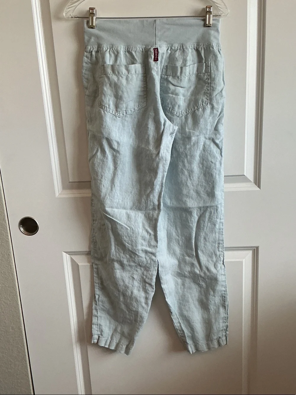 Hard Tail Light Blue Drawstring Linen-Blend Joggers